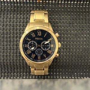Fossil Gold and Black Chronograph Bracelet Watch